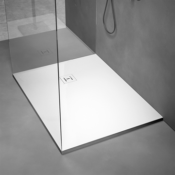 Brusebund Lif EVO i hvid porcelæn 90x80 cm højde kun 3 cm. 